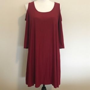 Red Velvet Off The Shoulder Soft Red Dress